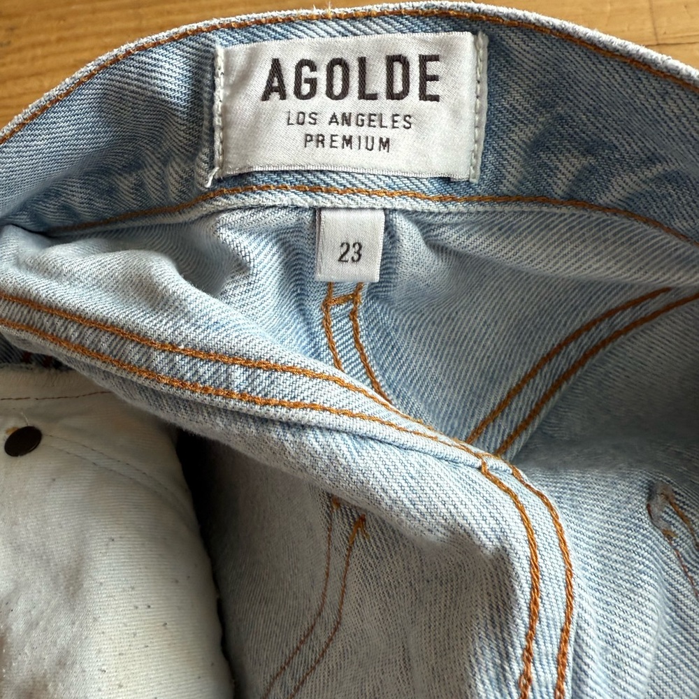 Agolde Jaden High-Waisted Distressed Denim Shorts - Picture 3 of 9